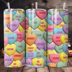 Valentines heart candy hand crafted 20oz skinny tumbler